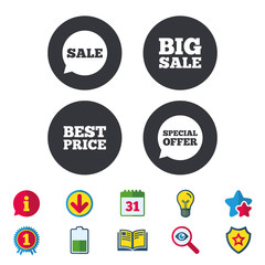 Sale icons. Special offer speech bubbles symbols.