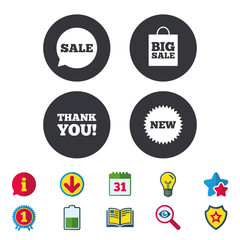 Obraz premium Sale speech bubble icon. Thank you symbol.