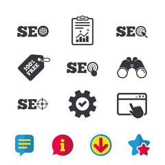 SEO icons. Search Engine Optimization symbols.