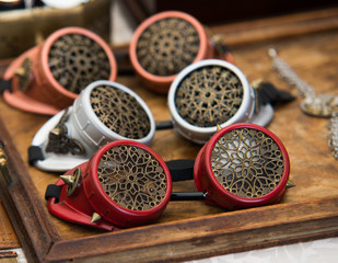 close up on vintage cyber punk glasses