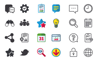 Fototapeta premium Social media icons. Chat speech bubble and Bird.