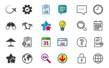 Travel trip icon. Airplane, world globe symbols.