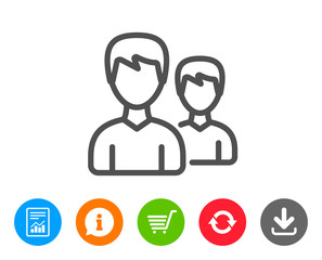 Users line icon. Couple or Group sign.