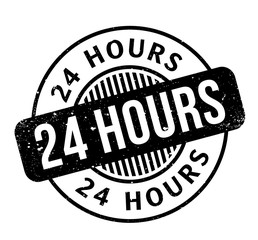 24 Hours rubber stamp. Grunge design with dust scratches. Effects can be easily removed for a clean, crisp look. Color is easily changed.
