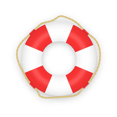 Realistic Lifebuoy isolated on white background. Vector illustration.