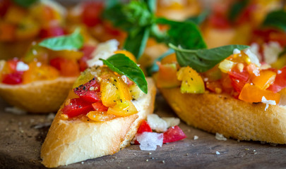 Bruschetta with tomato, garlic and basil