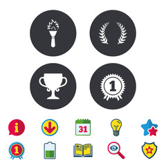 First place award cup icons. Prize for winner.