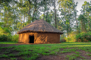 Fototapeta premium Traditional tribal Kenyan rural house, Bomas of Kenya, Nairobi