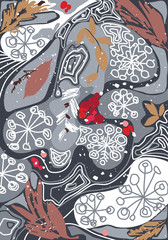 Christmas vector background in gray red scrapes for greeting cards and banners