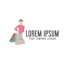 woman shopping bag logo design concept template