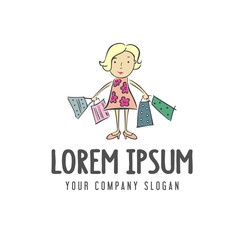 woman shopping bag logo design concept template