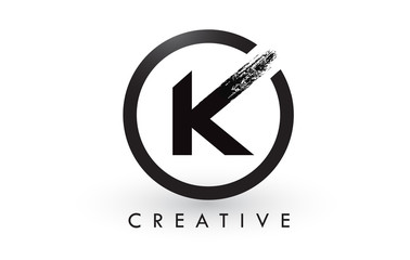 K Brush Letter Logo Design. Creative Brushed Letters Icon Logo.