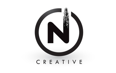 N Brush Letter Logo Design. Creative Brushed Letters Icon Logo.