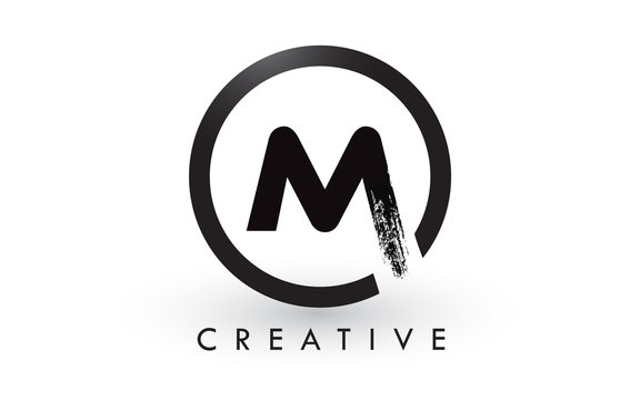 M Brush Letter Logo Design. Creative Brushed Letters Icon Logo.