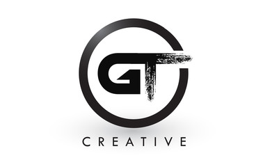 GT Brush Letter Logo Design. Creative Brushed Letters Icon Logo.
