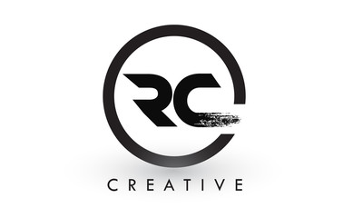 RC Brush Letter Logo Design. Creative Brushed Letters Icon Logo.