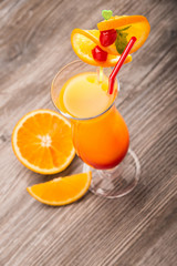 Tequila sunrise cocktail, top view