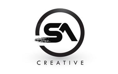 SA Brush Letter Logo Design. Creative Brushed Letters Icon Logo. - obrazy, fototapety, plakaty