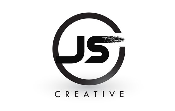 JS Brush Letter Logo Design. Creative Brushed Letters Icon Logo.