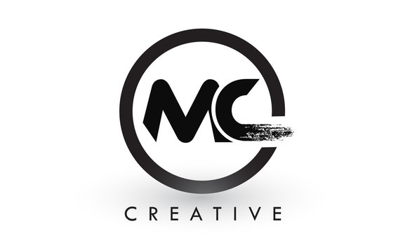 MC Brush Letter Logo Design. Creative Brushed Letters Icon Logo.