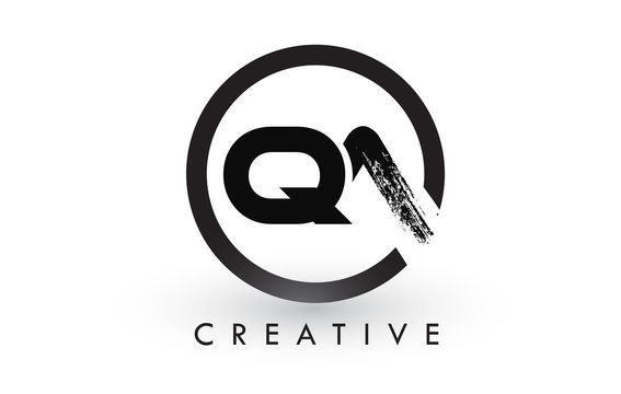 QA Brush Letter Logo Design. Creative Brushed Letters Icon Logo.