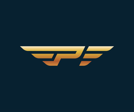 letter P wing logo design concept template