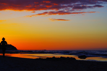 Obraz premium Sonnenaufgang an der Ostsee ( Deutschland / Insel Usedom / Ostseebad Heringsdorf)