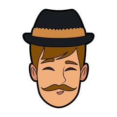 character man face happy smile cartoon vector illustration