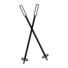 ski sticks winter sport accessory elements vector illustration