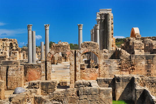 Libya Tripoli Leptis Magna Roman archaeological site, Unesco World Heritage Site