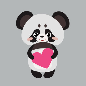 Cute panda with heart