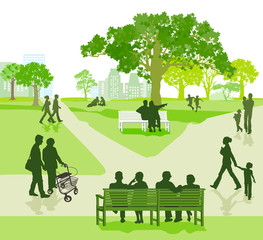 Generation beisammen im Park, illustration
