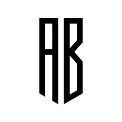 initial letters logo ab black monogram pentagon shield shape