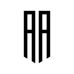 initial letters logo aa black monogram pentagon shield shape