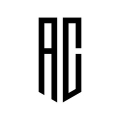 initial letters logo ac black monogram pentagon shield shape