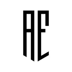 initial letters logo af black monogram pentagon shield shape