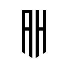 initial letters logo ah black monogram pentagon shield shape