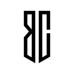 initial letters logo bc black monogram pentagon shield shape