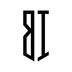 initial letters logo bi black monogram pentagon shield shape
