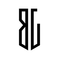 initial letters logo bl black monogram pentagon shield shape