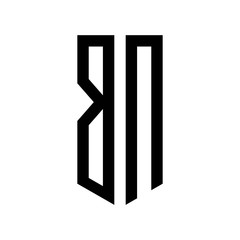 initial letters logo bn black monogram pentagon shield shape