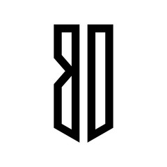 initial letters logo bo black monogram pentagon shield shape