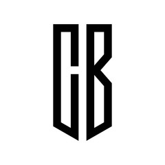 initial letters logo cb black monogram pentagon shield shape