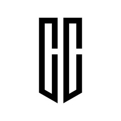 initial letters logo cc black monogram pentagon shield shape