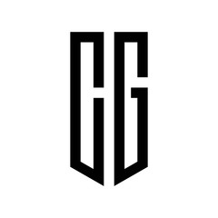 initial letters logo cg black monogram pentagon shield shape