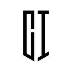 initial letters logo ci black monogram pentagon shield shape