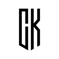 initial letters logo ck black monogram pentagon shield shape