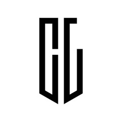 initial letters logo cl black monogram pentagon shield shape