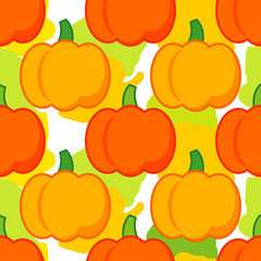 Seamless vector background with orange pumpkins. Thanksgiving. Harvest festival.