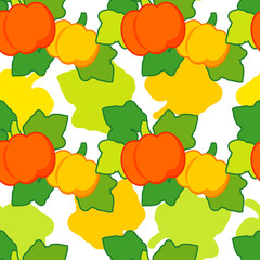 Seamless vector background with orange pumpkins. Thanksgiving. Harvest festival.